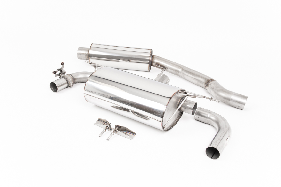 MILLTEK Sportauspuff / Duplex-Anlage 66.5mm ab Kat./OPF für: BMW M140i - F20,F21 / 3.0T - 250 kW, mit OPF |  mit Endrohren 2x GT90 - Cerakote Schwarz