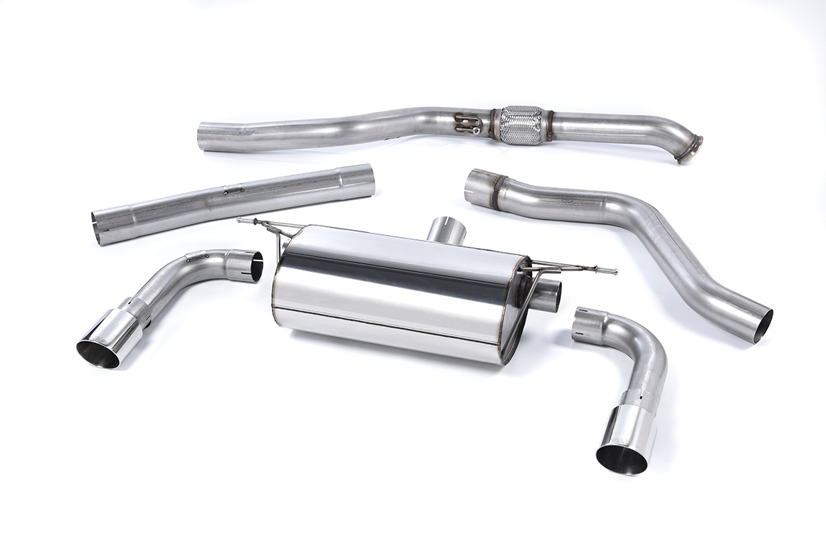 MILLTEK Sportauspuff / Duplex-Anlage 76mm ab Kat. für: BMW M235i - F22 / 3.0T - 240 kW | Endrohre GT 90 rund, schräg - verchromt