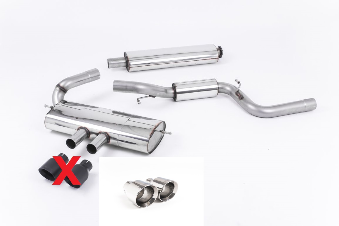 MILLTEK Sportauspuff / Duplex-Anlage 76mm ab Kat. für: FORD Focus ST / 2.0T - 184 kW | Endrohre 2x 100 GT - verchromt