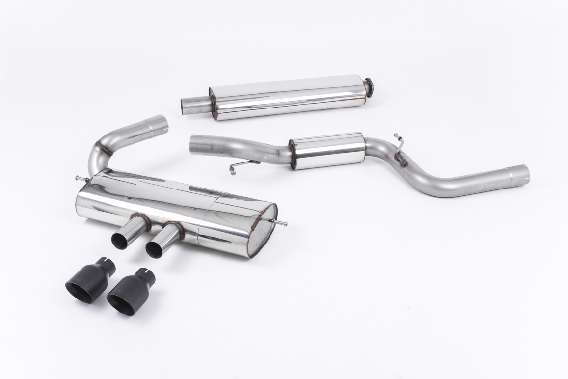 MILLTEK Sportauspuff / Duplex-Anlage 76mm ab Kat. für: FORD Focus ST / 2.0T - 184 kW | Endrohre 2x 100 GT - Cerakote black