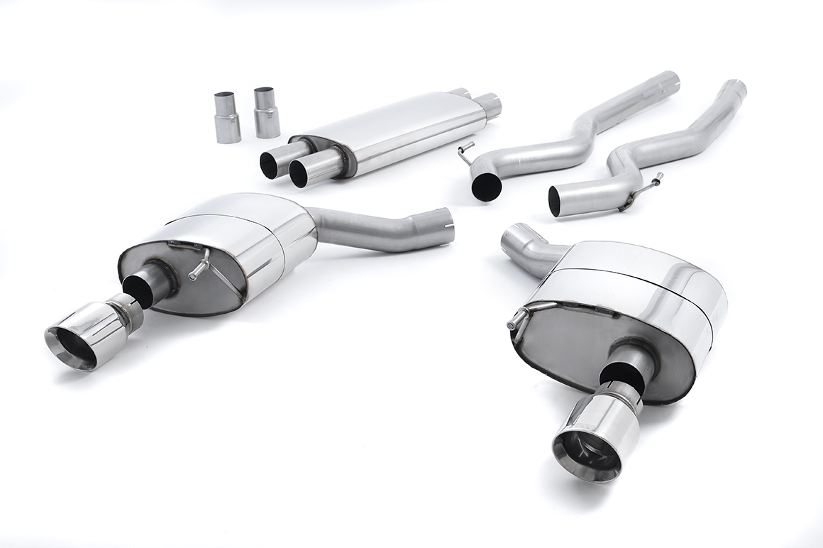 MILLTEK Sportauspuff / Duplex-Anlage 2x 70mm ab Kat. für: FORD Mustang GT V8 5.0  |  Endrohre 2x GT100 - verchromt