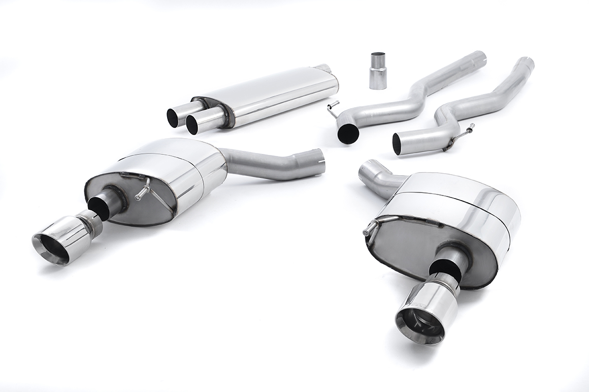 MILLTEK Sportauspuff / Duplex-Anlage 2x 70mm ab Kat. für: FORD Mustang 2.3T  |  Endrohre 2x GT100 - verchromt