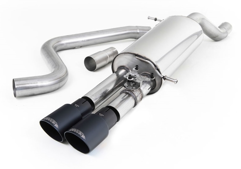 MILLTEK Sportauspuff / Anlage 70mm ab Kat./OPF für: FORD Fiesta ST - JHH / 1.5 EcoBoost - 147 kW | Endrohre 2x 90 GT -  Cerakote schwarz /  beginnt ab Partikelfilter, orig. Klappensteuerung wird weiterverwendet