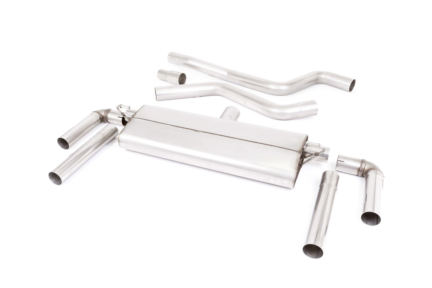 MILLTEK Sportauspuff / Duplex-Anlage 76mm ab Kat./OPF für: FORD Focus ST Turnier - DEH / 2.3T - 206 kW, mit OPF | Endrohr 2x GT115 - poliert