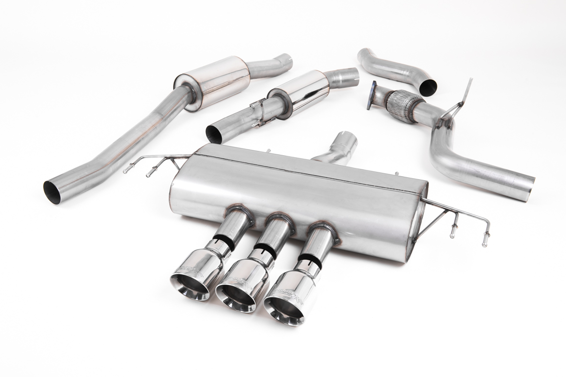 MILLTEK Sportauspuff / Anlage 76mm ab Kat. für: HONDA Civic Type R - FK8 / 2.0T - 235 kW | Endrohr GT 3x 100 rund, schräg, poliert / HollowTek Technology