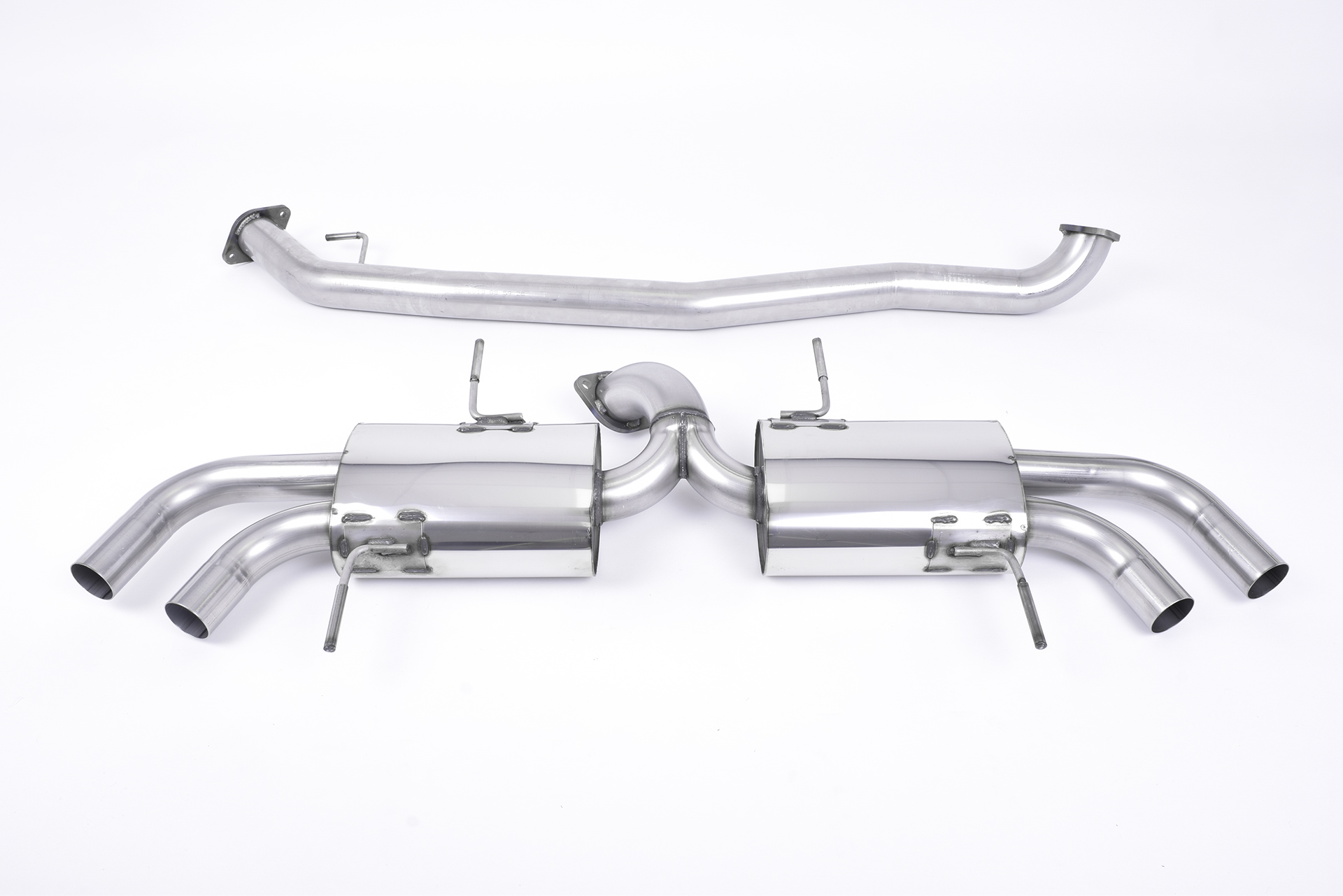 MILLTEK Sportauspuff / Anlage 76mm ab Kat. für: NISSAN GT-R / 3.8 - 357 kW | Endrohre 4x 127mm GT rund, poliert