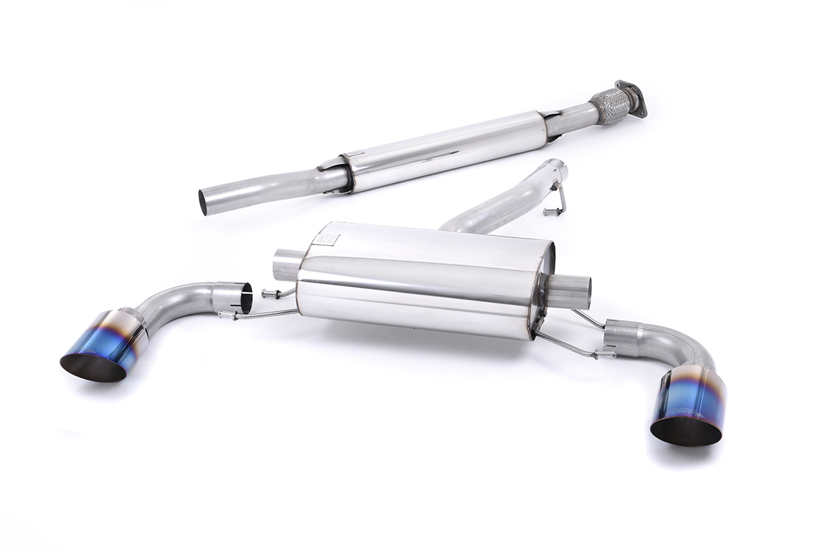 MILLTEK Sportauspuff / Duplex-Anlage 63.5 mm ab Kat. für: SUBARU BRZ / 2.0 - 147 kW |  mit Endrohren 2x GT115 - Titan 'burnt'