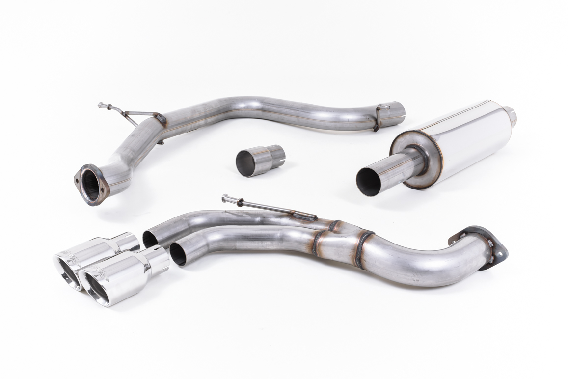 MILLTEK Sportauspuff / Anlage 76mm ab Kat. für: SEAT Leon FR - 5F / 2.0TDI - 110 kW | Endrohr GT 2x 80 rund, schräg, poliert