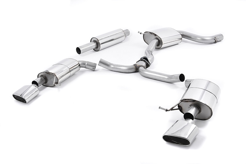 MILLTEK Sportauspuff / Duplex-Anlage 76mm ab Kat. für: SEAT Leon ST Cupra - 5F / 2.0TSI - 206,213 kW | Endrohre 152x76 flachoval - verchromt
