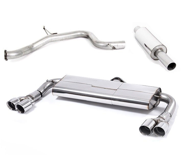 MILLTEK Sportauspuff / Duplex-Anlage 76mm ab Kat./OPF für: SEAT Leon Cupra 290 - 5F / 2.0TSI - 213 kW, mit OPF | Endrohre GT 4x 80 rund - verchromt