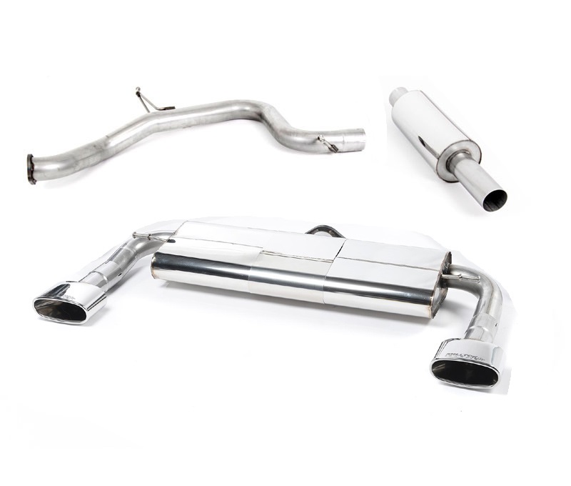 MILLTEK Sportauspuff / Duplex-Anlage 76mm ab Kat./OPF für: SEAT Leon Cupra 290 - 5F / 2.0TSI - 213 kW, mit OPF | Endrohr 2x 152x76 oval - verchromt