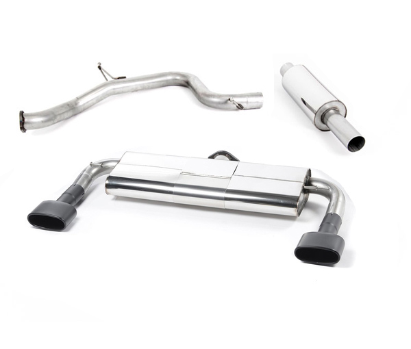 MILLTEK Sportauspuff / Duplex-Anlage 76mm ab Kat./OPF für: SEAT Leon Cupra 290 - 5F / 2.0TSI - 213 kW, mit OPF | Endrohr 2x 152x76 oval - Cerakote black