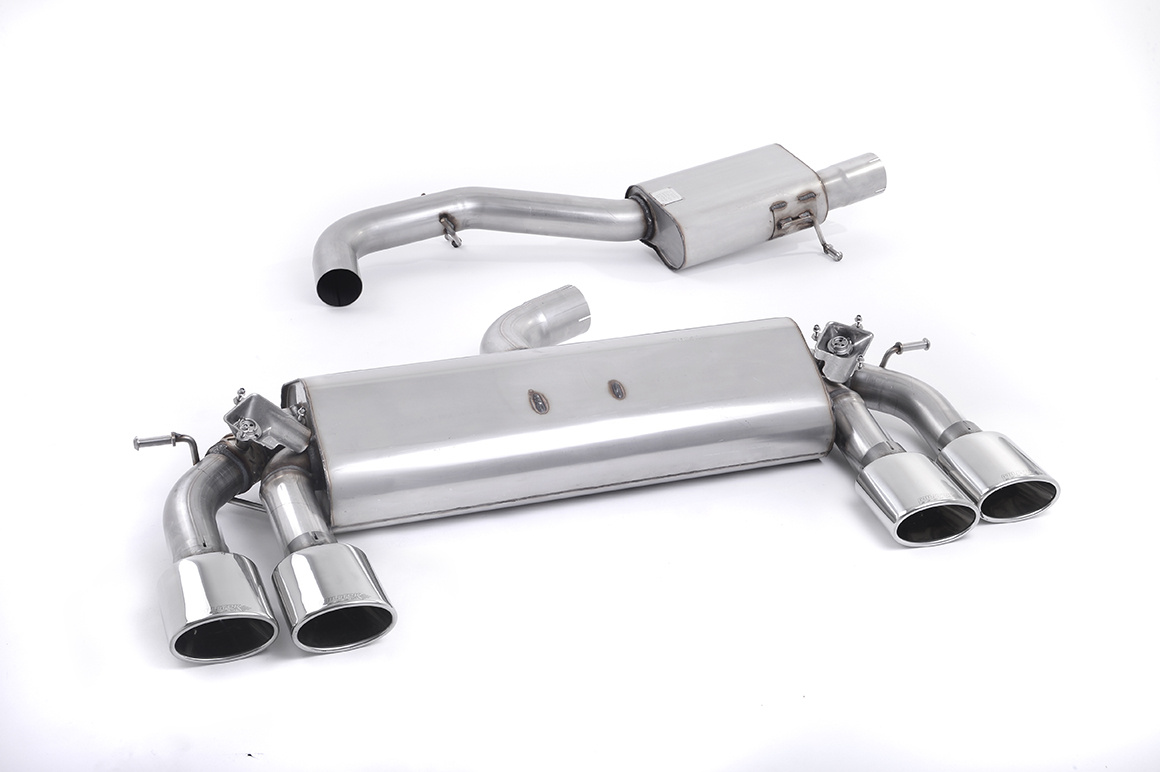 MILLTEK Sportauspuff / Duplex-Anlage 76mm ab Kat. für: VW Golf 7 R / 2.0TFSI - 221 kW | Endrohre 4x oval, poliert / ESD mit Klappen
