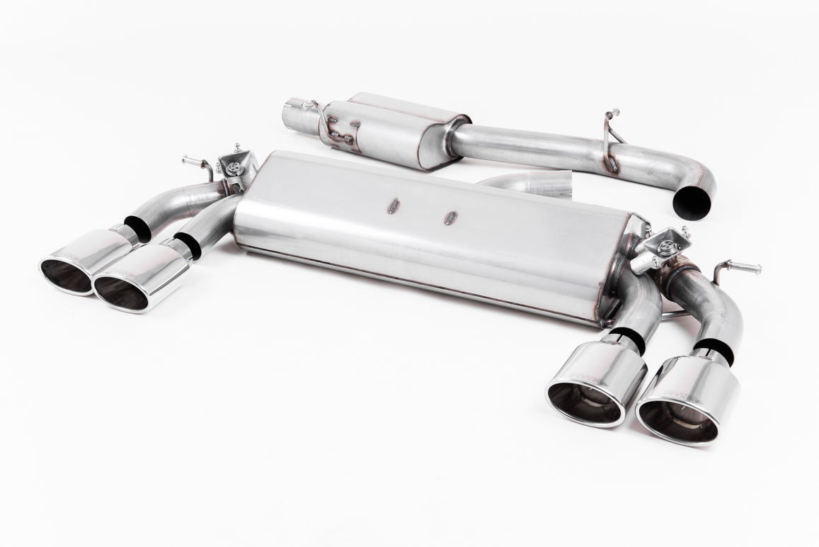 MILLTEK Sportauspuff / Duplex-Anlage 76mm ab Kat. für: VW Golf 7 R / 2.0TFSI - 228 kW | Endrohre 4x oval, poliert / ESD mit Klappen