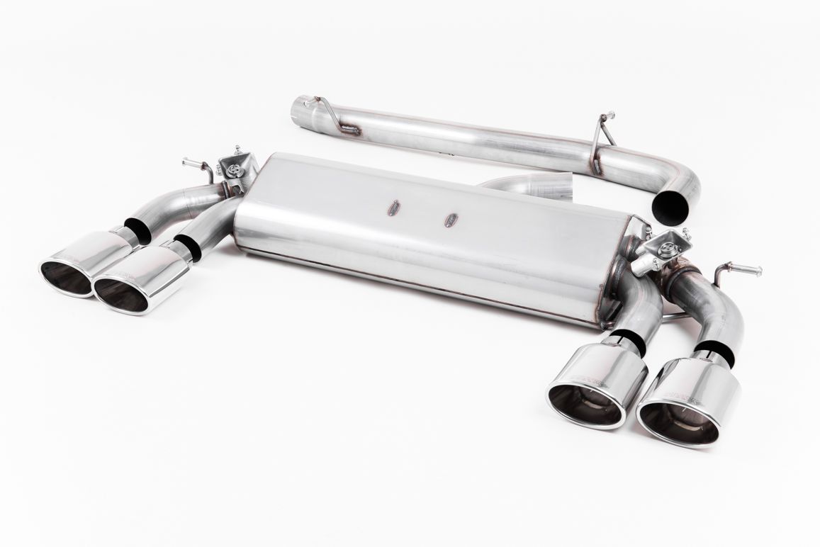 MILLTEK Sportauspuff / Duplex-Anlage 76mm ab Kat./OPF für: VW Golf 7 R / 2.0TFSI - 221 kW, mit OPF | Endrohre 4x oval - verchromt / ESD mit Klappen