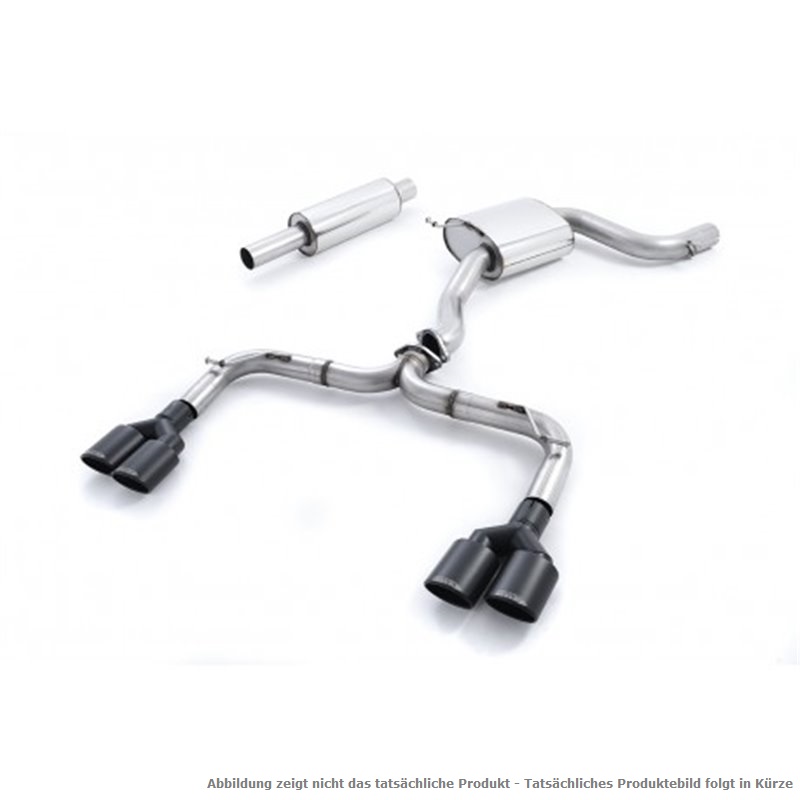 MILLTEK Sportauspuff / Duplex-Anlage 76mm ab Kat. für: VW Golf 7 R Variant 310 / 2.0TFSI - 228 kW, ohne OPF | Endrohre: 4x 118x83 oval, versetzt - Schwarz matt