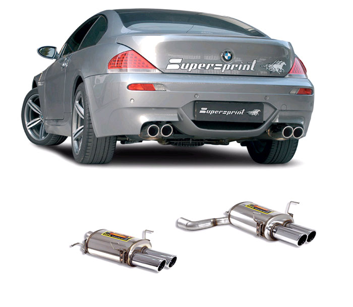 SUPERSPRINT Sport-Auspuff: BMW M6 V10 5.0 - E63  |  ESD Links + Rechts je 2x 90 rund, gebördelt