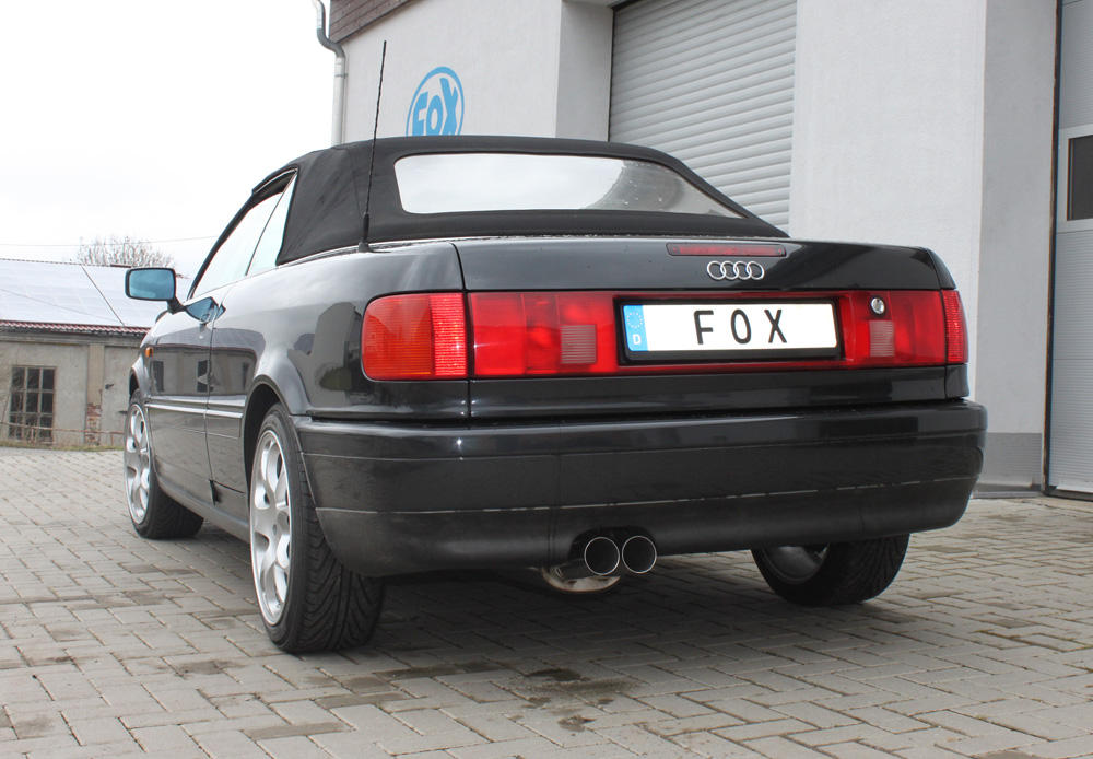 FOX Sportauspuff / ESD f&uuml;r: AUDI Coupe V6, Cabrio V6 / 2.6, 2.8 | Endrohr-Typ: 2x 76 rund | Hinweise: S, 10