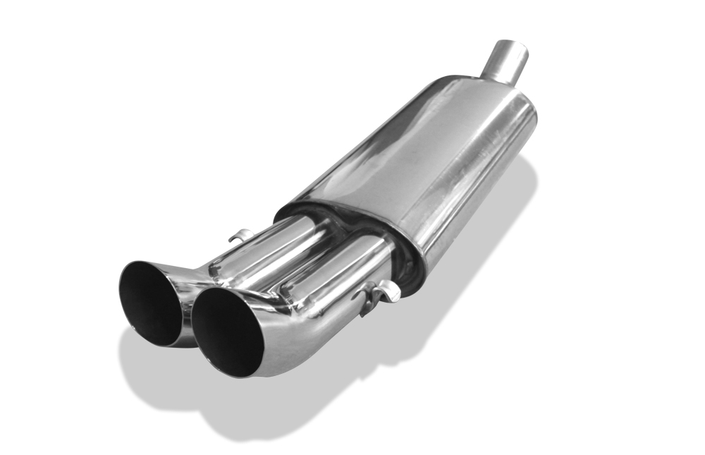 FOX Sportauspuff / ESD f&uuml;r: AUDI 80 - 89/B4, inkl. Cabrio / 2.0, 2.3 / -98kW | Endrohr-Typ: 2x 76 rund DTM | Hinweise: S, 18, inkl. Montage-Adpater