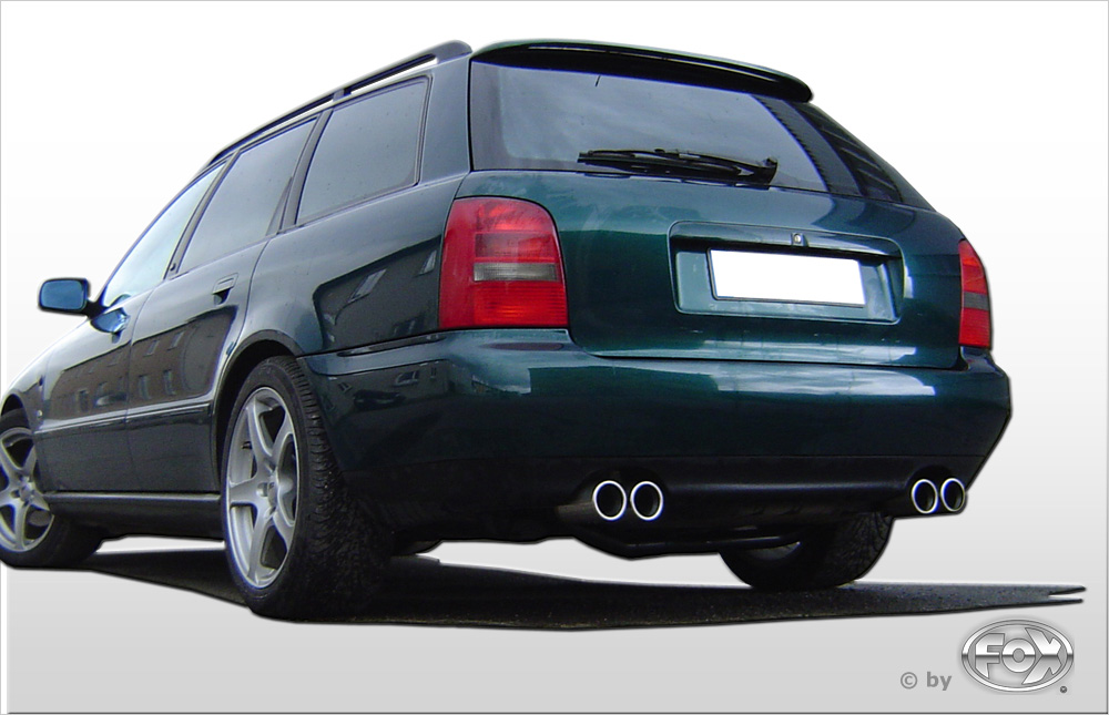 FOX Sportauspuff / Duplex-ESD f&uuml;r: AUDI A4 (B5), incl. Avant, 1.6, 1.8, 1.8T, TDI -81kW | Endrohr-Typ: 4x 76 rund | Hinweise: XS, 13