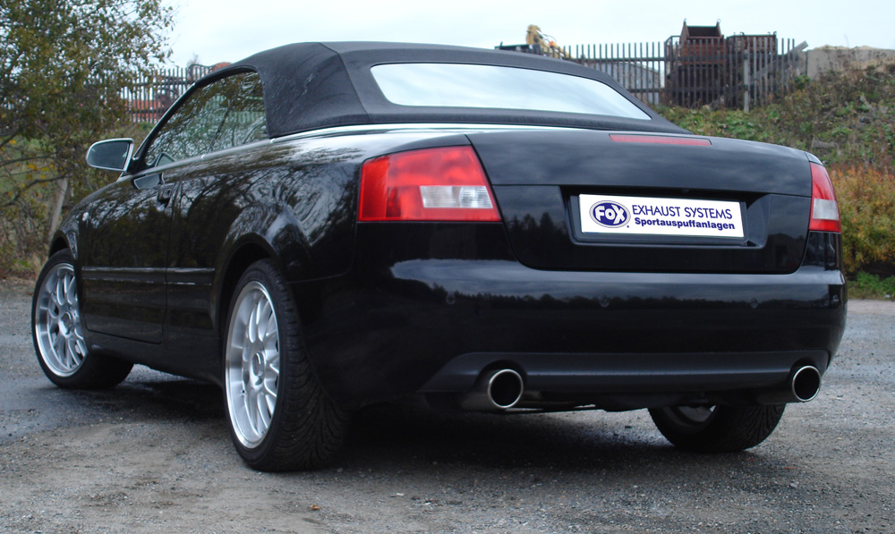 FOX Sportauspuff / Duplex-ESD f&uuml;r: AUDI A4 - B7, incl. Avant, Cabrio / 2.0TFSI, 2.4i, 3.0i - 147, 125, 162 kW | Endrohr-Typ: 1x 90 rund Li + Re | Hinweise: XS, 13