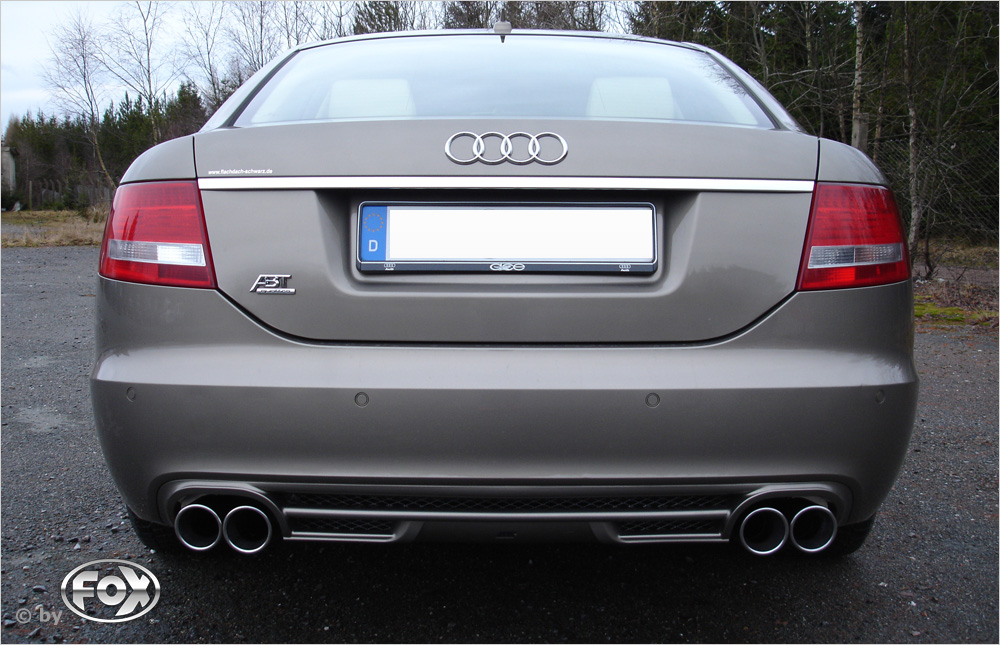 FOX Sportauspuff / Duplex-ESD f&uuml;r: AUDI A6, A6 Quattro, Allroad - 4F, Lim., Avant / 2.0TDI, 2.7TDI, 3.0TDI / 100-171kW | Endrohr-Typ: 4x 76 rund | Hinweise: XS, 17