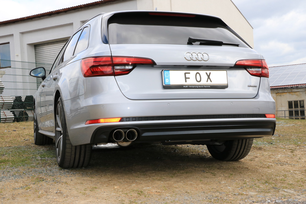 FOX Sportauspuff / ESD f&uuml;r: AUDI A4 Quattro - B9 / 3.0TDI - 200 kW | Endrohr-Typ: 2x 80 rund | Hinweise: S, 25