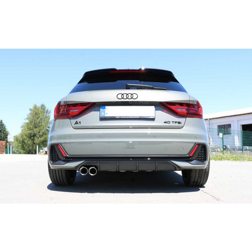 FOX Sportauspuff / ESD f&uuml;r: AUDI A1 40TFSI - GB / 2.0T - 147 kW | Endrohr-Typ: 2x 76 schr&auml;g | Hinweise: S, 25