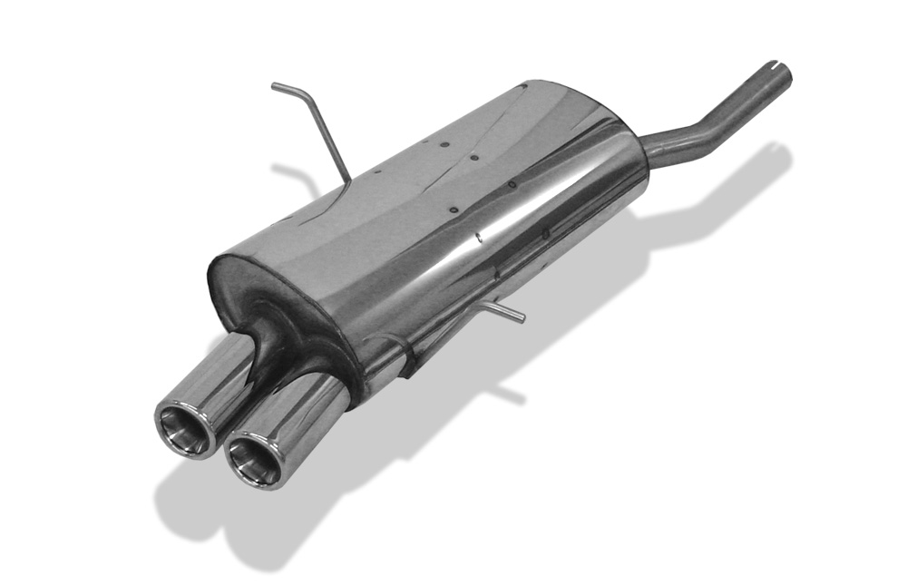 FOX Sportauspuff / ESD f&uuml;r: BMW E46 / 316i, 318i / -87kW | Endrohr-Typ: 2x 76 rund | Hinweise: S, 13