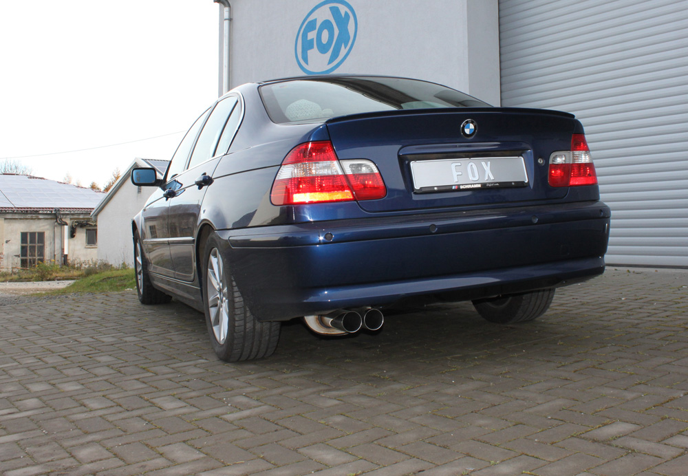 FOX Sportauspuff / ESD für: BMW E46 / 6.2000- / 320i, 325i, 325ix, 330i, 330ix / 2.2 125kW, 2.5 141kW, 3.0 170kW | Endrohr-Typ: 2x 76 rund | Hinweise: S, 10