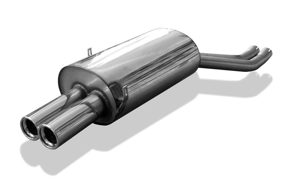 FOX Sportauspuff / ESD f&uuml;r: BMW E46 / 6.2000- / 320i, 325i, 325ix, 330i, 330ix / 2.2 125kW, 2.5 141kW, 3.0 170kW | Endrohr-Typ: 2x 76 rund | Hinweise: S, 13
