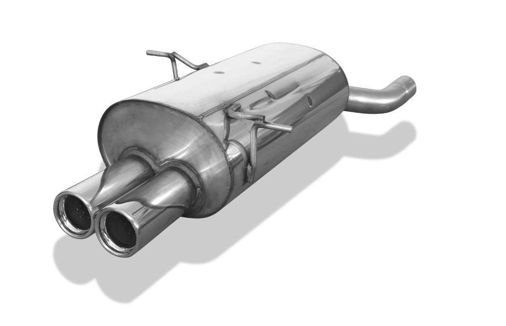 FOX Sportauspuff / ESD f&uuml;r: BMW E46 / 98-5.2000 / 320i, 323i, 328i / 2.0i 110kW, 2.5i 125kW, 2.8i 142kW | Endrohr-Typ: 2x 70 rund | Hinweise: S, 13