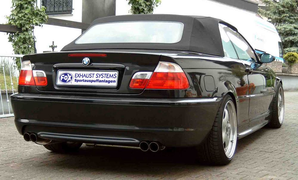 FOX Sportauspuff / Duplex-ESD f&uuml;r: BMW 320i, 325i, 325ix, 330i, 330ix - E46, 6.2000- / 2.2 125kW, 2.5 141kW, 3.0 170kW | Endrohr-Typ: 4x 70 rund | Hinweise: S, 10