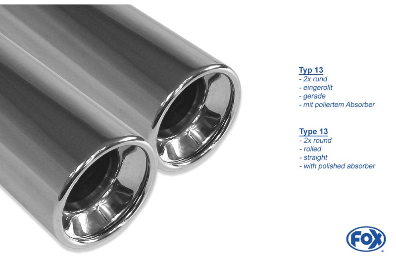 FOX Sportauspuff / Duplex-ESD f&uuml;r: BMW 320i, 325i, 325ix, 330i, 330ix - E46, 6.2000- / 2.2 125kW, 2.5 141kW, 3.0 170kW | Endrohr-Typ: 4x 76 rund | Hinweise: S, 13