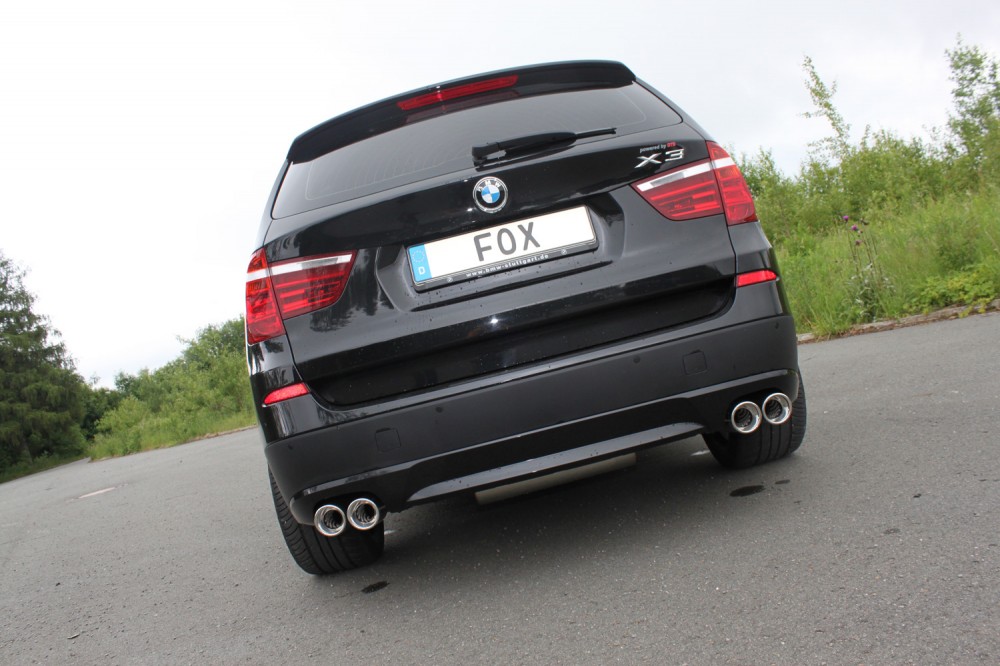 FOX Sportauspuff / Duplex-ESD f&uuml;r: BMW X3 - F25 / 20i, 28i, 30i - 120, 135, 180, 190 kW | Endrohr-Typ: 4x 90 rund | Hinweise: S, 17