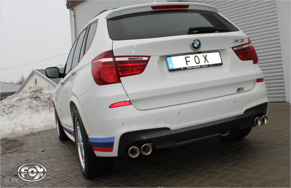 FOX Sportauspuff / Duplex-ESD f&uuml;r: BMW X3 - F25 / 35i, 35d - 225, 230 kW | Endrohr-Typ: 4x 90 rund | Hinweise: S, 17