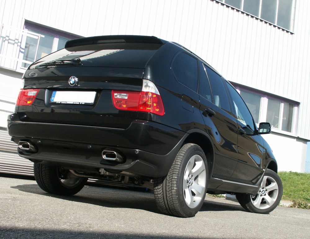 FOX Sportauspuff / Duplex-ESD f&uuml;r: BMW X5 - E53 / 3.0i, 4.4i / -210kW | Endrohr-Typ: 2x 160x80 flachoval | Hinweise: S, 53