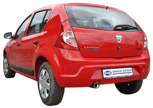 FOX Sportauspuff / ESD f&uuml;r: DACIA Sandero / 1.4, 1.6 / 55, 65 kW | Endrohr-Typ: 1x 90 rund | Hinweise: S, 17