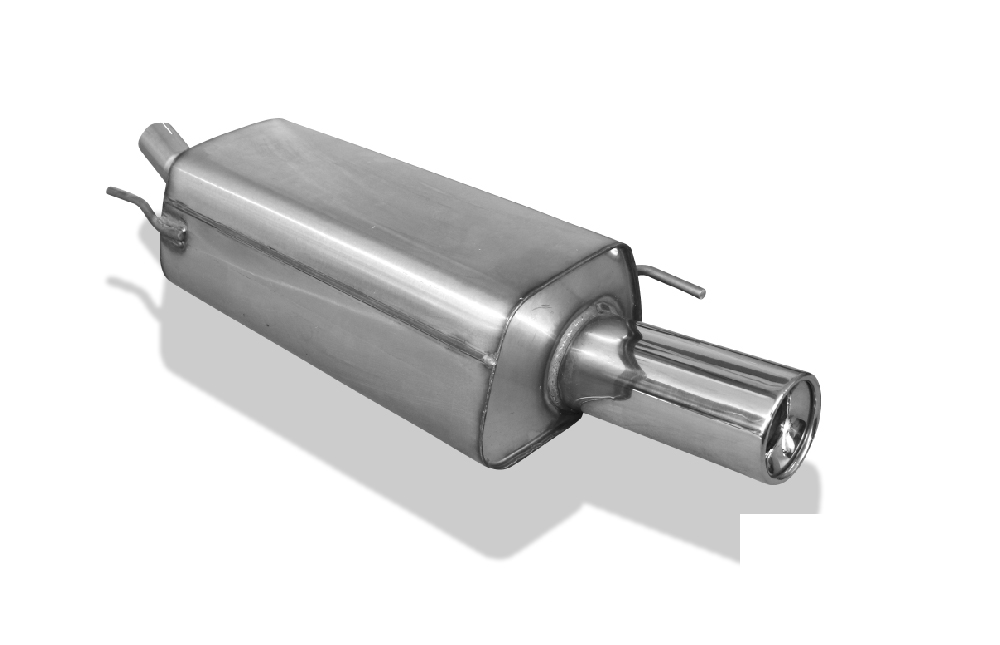FOX Sportauspuff / ESD f&uuml;r: MAZDA 121 / 96-2001 / 1.2, 1.3, 1.8D | Endrohr-Typ: 1x 90 rund | Hinweise: S, 13