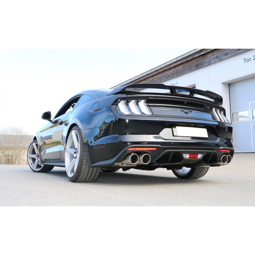 FOX Sportauspuff / Duplex-ESD f&uuml;r: FORD Mustang V8 - LAE, Facelift / 5.0 - 331 kW | Endrohr-Typ: 4x 100 rund | Hinweise: S, 16 / ESD haben hochwertige elektr. Klappen von ASR