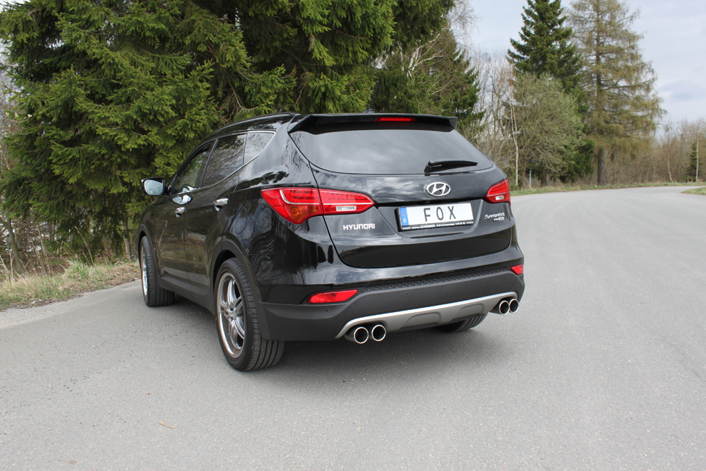 FOX Sportauspuff / Duplex-ESD f&uuml;r: HYUNDAI Santa Fe - DM / 2012- / 2.2 CRDi - 145 kW | Endrohr-Typ: 4x 90 rund | Hinweise: S, 12 / Nicht verbaubar bei Modellen mit Ersatzrad