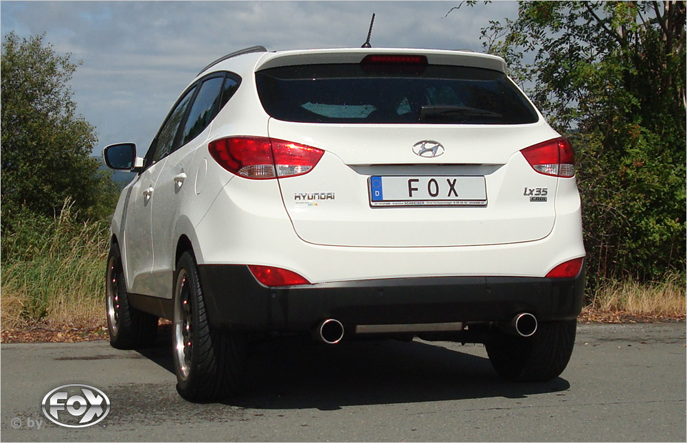 FOX Sportauspuff / Duplex-ESD f&uuml;r: HYUNDAI ix35 - 2WD, 4WD / 2010- / 1.6GDI, 1.7CRDI, 2.0CRDI, 2.0CVVT - 85, 99, 100, 120, 135 kW | Endrohr-Typ: 2x 100 rund | Hinweise: S, 12