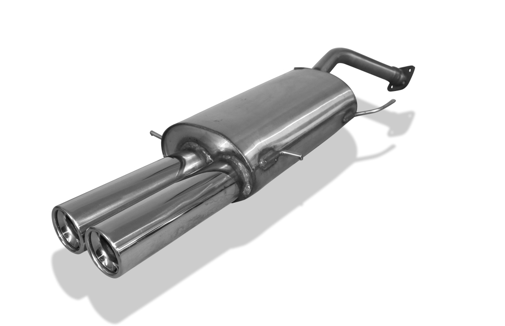 FOX Sportauspuff / ESD f&uuml;r: MAZDA 323-S / BG -94 / Stufenheck / 1.6, 1.8 -94kW | Endrohr-Typ: 2x 80 rund | Hinweise: S, 13