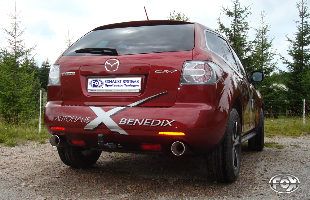 FOX Sportauspuff / Duplex-ESD f&uuml;r: MAZDA CX-7 2.3T - 191kW | Endrohr-Typ: 2x 114 rund | Hinweise: XS, 13