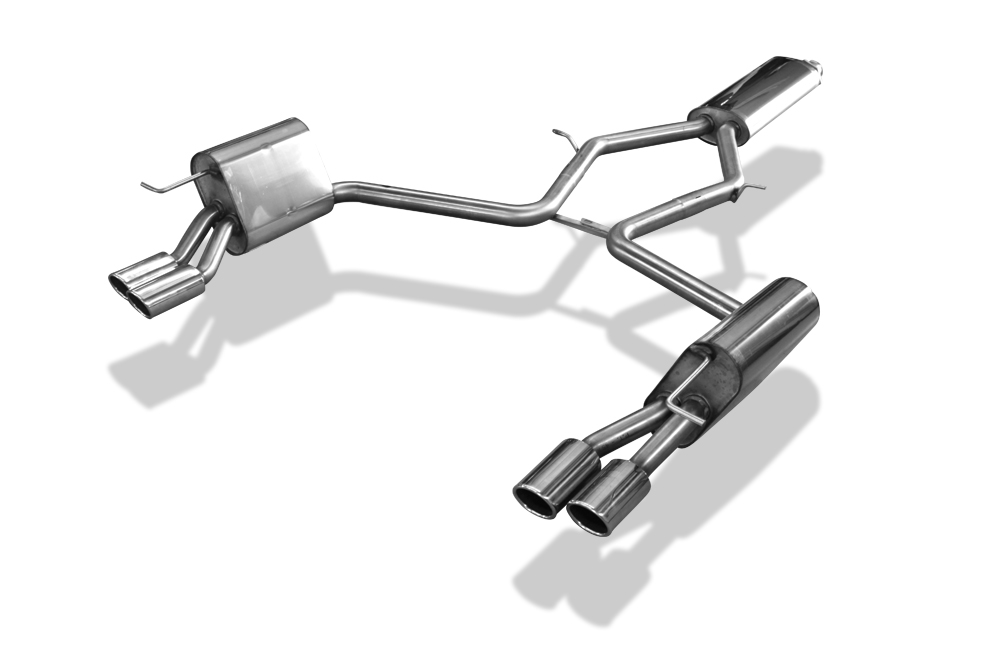 FOX Sportauspuff / Duplex-ESD f&uuml;r: MERCEDES E-Klasse - W211 / E200, E240, E280, E320, E350, E500 - 120, 130, 170, 165, 200, 225, 285 kW | Endrohr-Typ: 4x 76 rund | Hinweise: S, 13