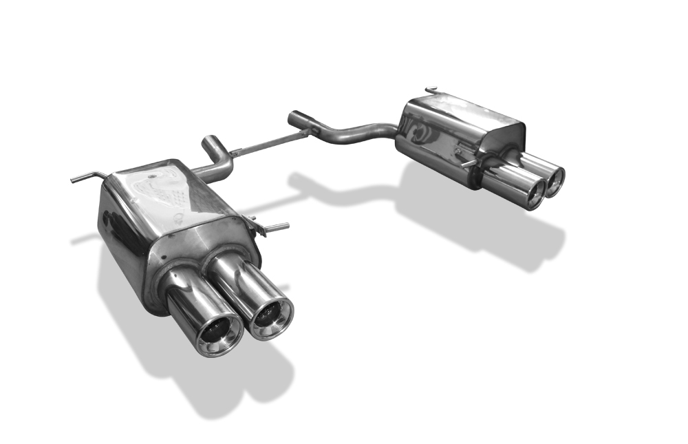 FOX Sportauspuff / Duplex-ESD f&uuml;r: MERCEDES SLK200 K - W171 / 120, 135 kW | Endrohr-Typ: 4x 90 rund | Hinweise: S, 13 - inkl. Montagerohr / Hecksch&uuml;rze muss ausgeschnitten werden