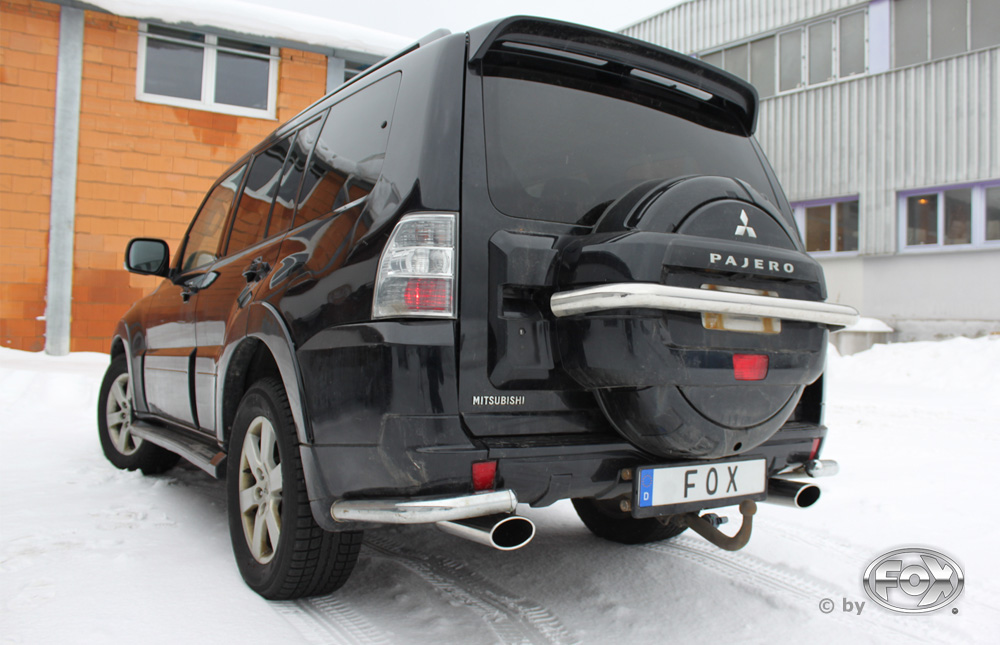 FOX Sportauspuff / Duplex-Anlage ab Kat. f&uuml;r: MITSUBISHI Pajero - V80 / 3.2D - 118, 125 kW | Endrohr-Typ: 2x 140x90 oval | Hinweise: S, 32