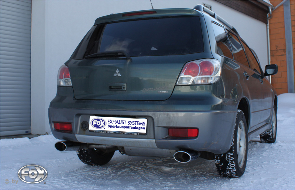 FOX Sportauspuff / Duplex-ESD f&uuml;r: MITSUBISHI Outlander 4WD / 2.0, 2.4 / 93, 100, 102, 118, 119 kW / 2003-06 | Endrohr-Typ: 2x 140x90 oval | Hinweise: S, 33