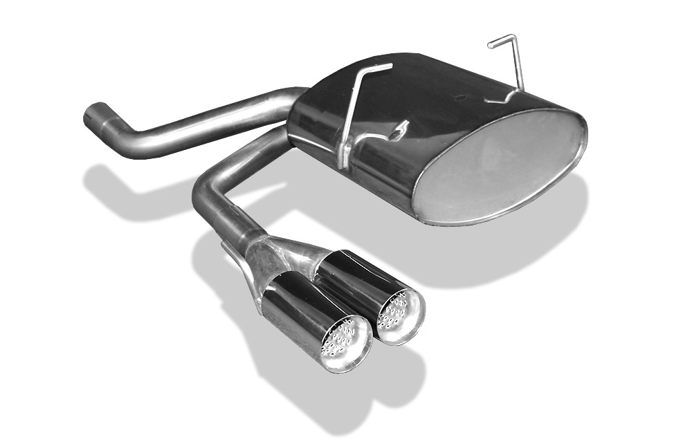 FOX Sportauspuff / ESD f&uuml;r: MINI One + Cooper - R50 / 1.6 - 66, 85, 88 kW | Endrohr-Typ:ER mittig 2x 70 rund | Hinweise: S, 11