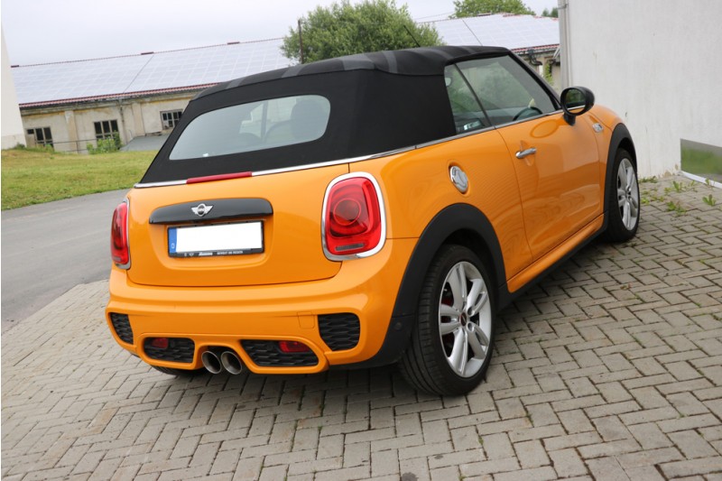 FOX Sportauspuff / ESD f&uuml;r: MINI Cooper S - F55, F56, F57 / 2.0T - 141 kW | Endrohr-Typ: ER mittig 2x 100 rund, schr&auml;g | Hinweise: S, 25